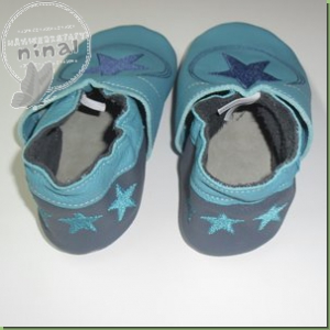 Preview: Puschen Gr. 28 türkis/denim Stern