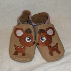 Puschen Gr. 29 karamell/flieder Reh