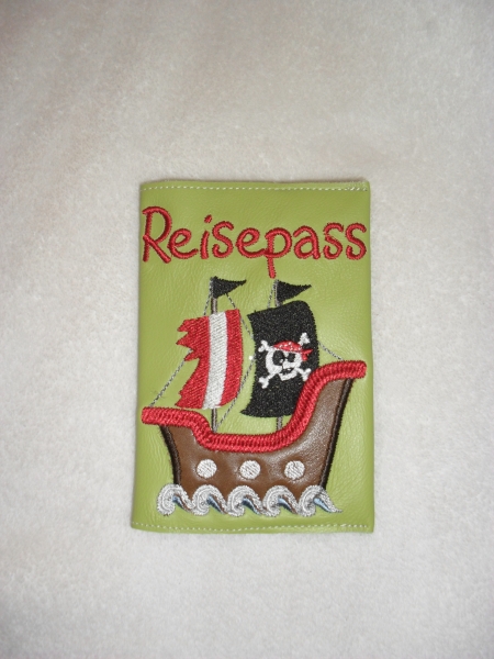 Reisepass-Hülle Piratenschiff lime