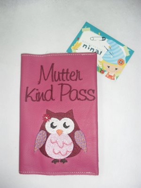 Mutter Kind Pass-Hülle Eule dunkelpink