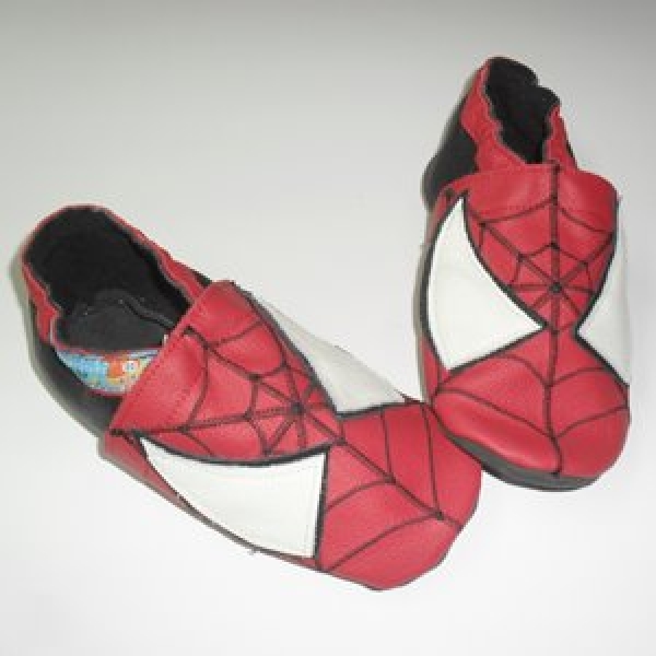 Puschen Gr. 29 rot/schwarz Spinne