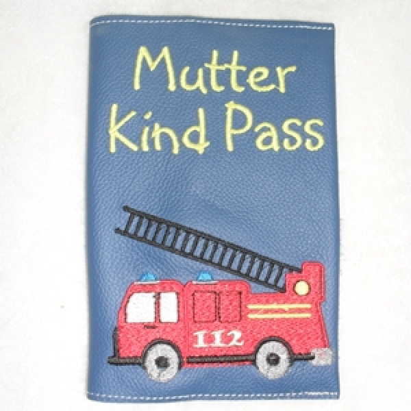 Mutter Kind Pass-Hülle Feuerwehr azur
