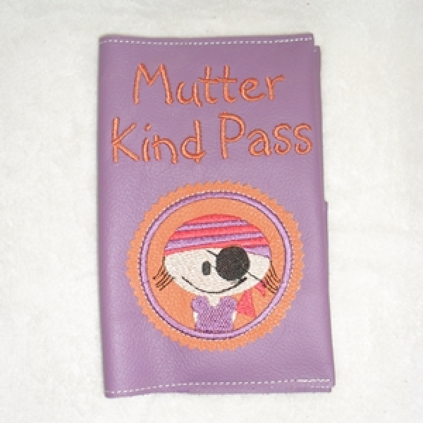Mutter Kind Pass-Hülle Piratin lila