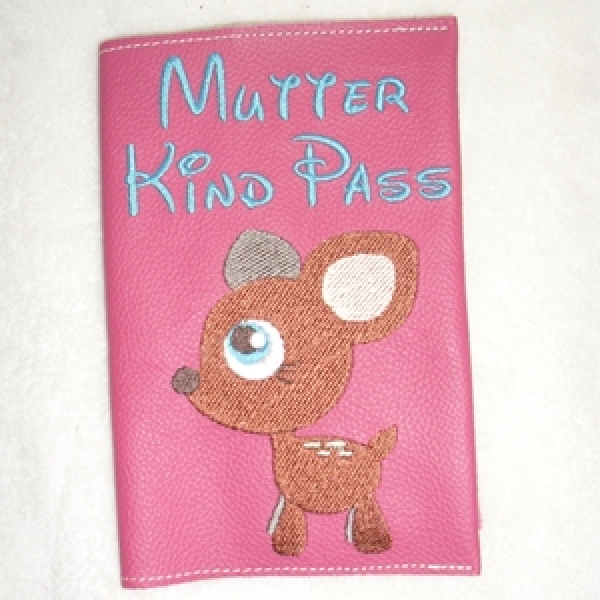Mutter Kind Pass-Hülle Reh dunkelpink