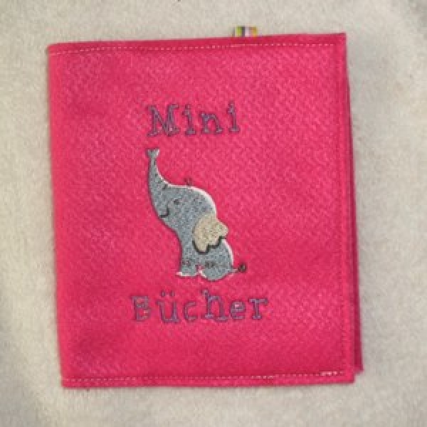 Mini Buch-Hülle Elefant pink